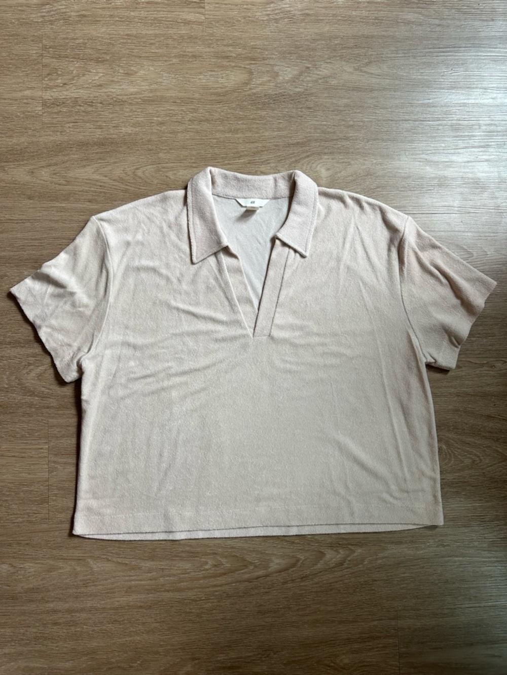 Terry Short Sleeve Polo Notch Neck Top